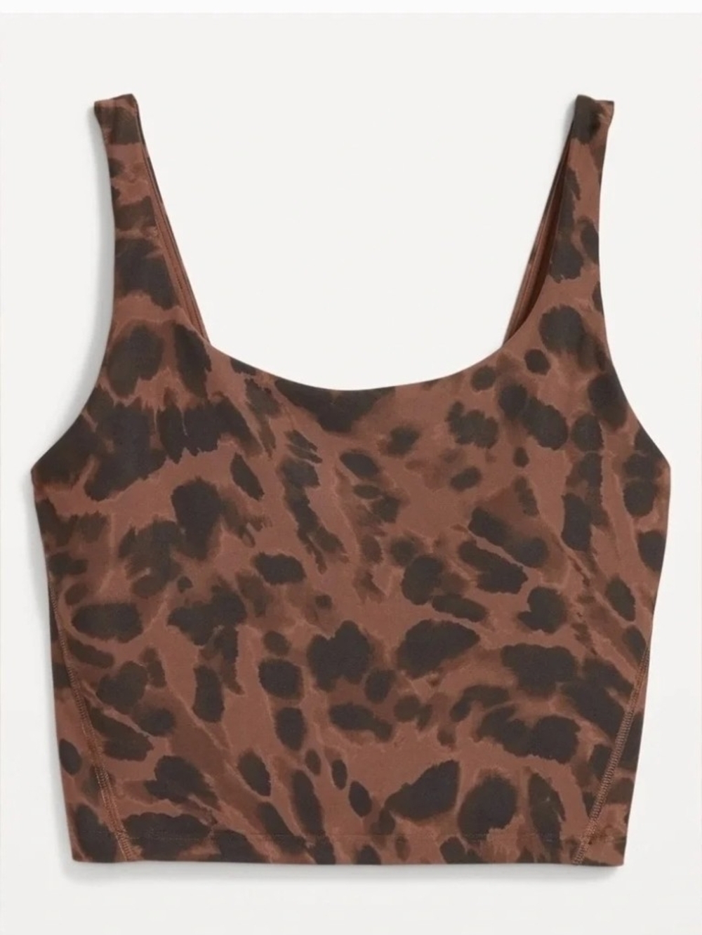 NWOT Old Navy Light Support PowerSoft Longline Sports Bra In Brown Animal Sz M